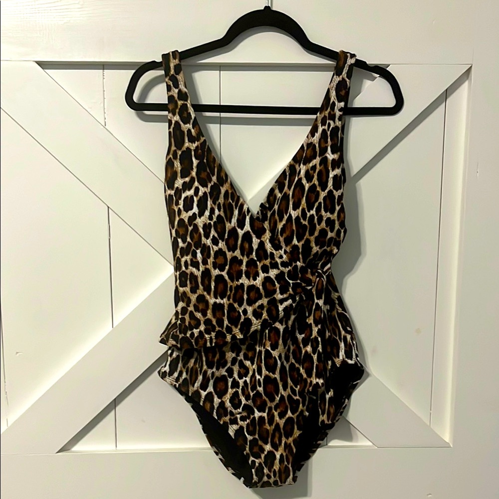 Tommy Bahama Leopard Print One-Piece Swimsuit - Brown, Black, Cream - Picture 2 of 8